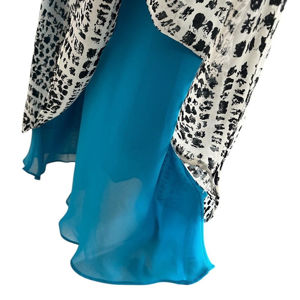 Vintage abstract layered slip dress black white blue M - Picture 9 of 11